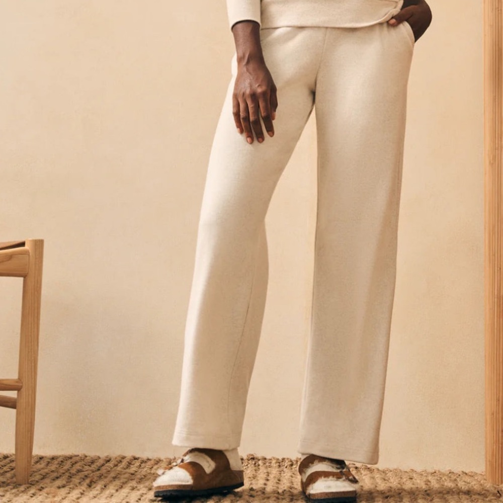 Faherty Legend Lounge Off-White Wide Leg Pant
